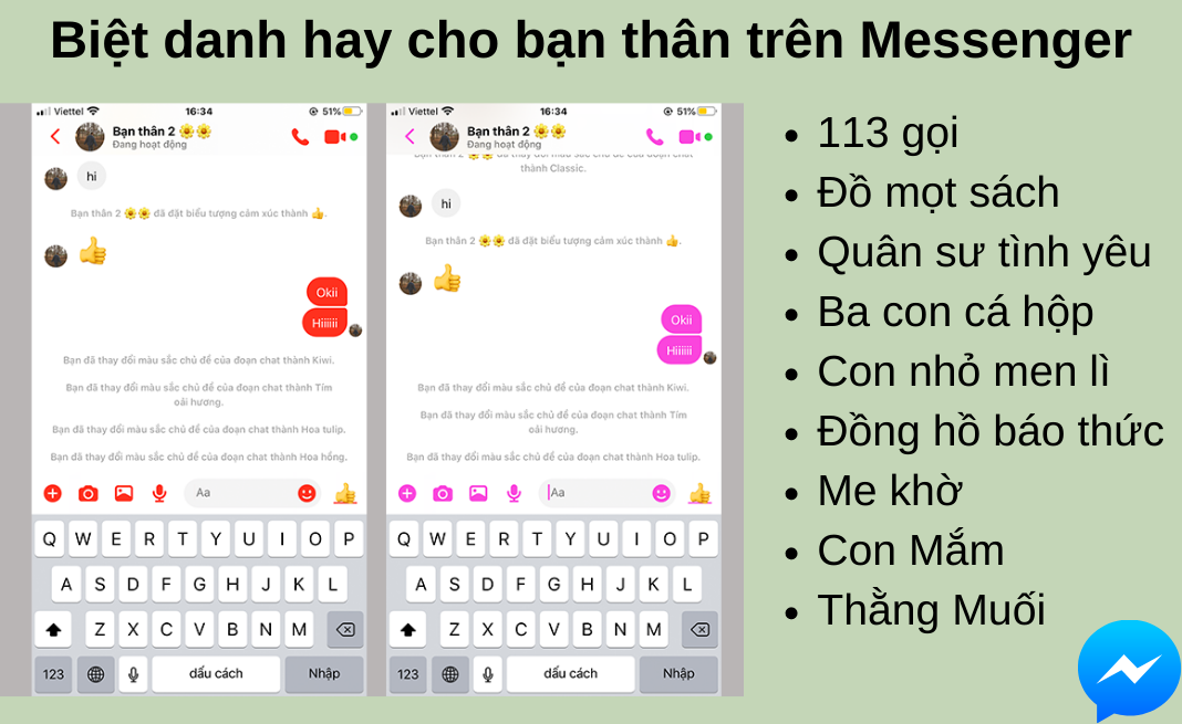  Nhiều bạn trẻ áp dụng đặt biệt danh cho nhau trên Messenger