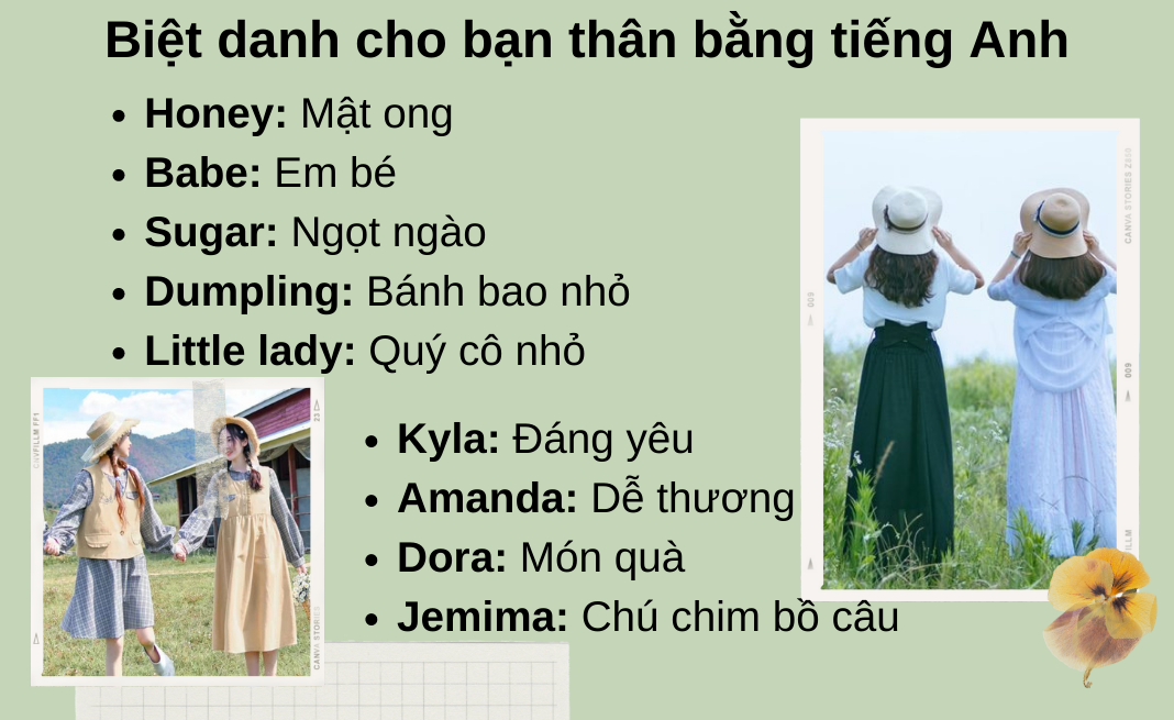 Đặt biệt danh cho bạn thân nữ hài hước, thú vị