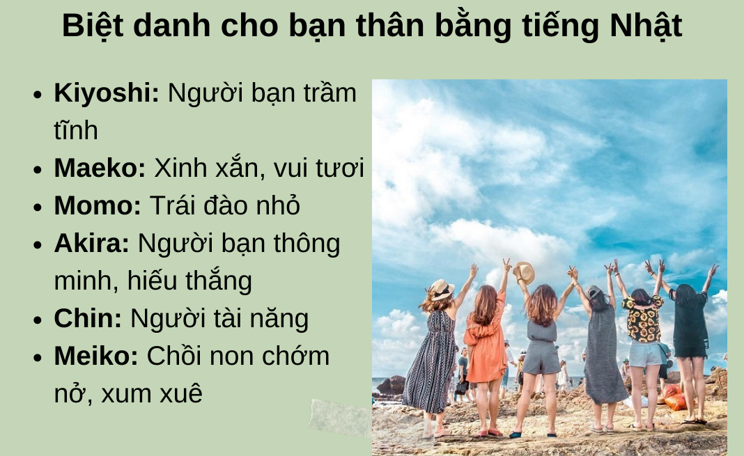 Biệt danh cho bạn thân bằng tiếng Nhật ý nghĩa