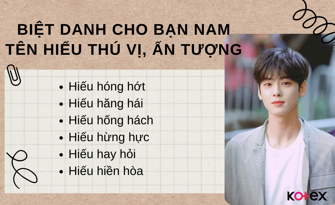 Biệt danh cho bạn nam tên Hiểu thú vị, ấn tượng