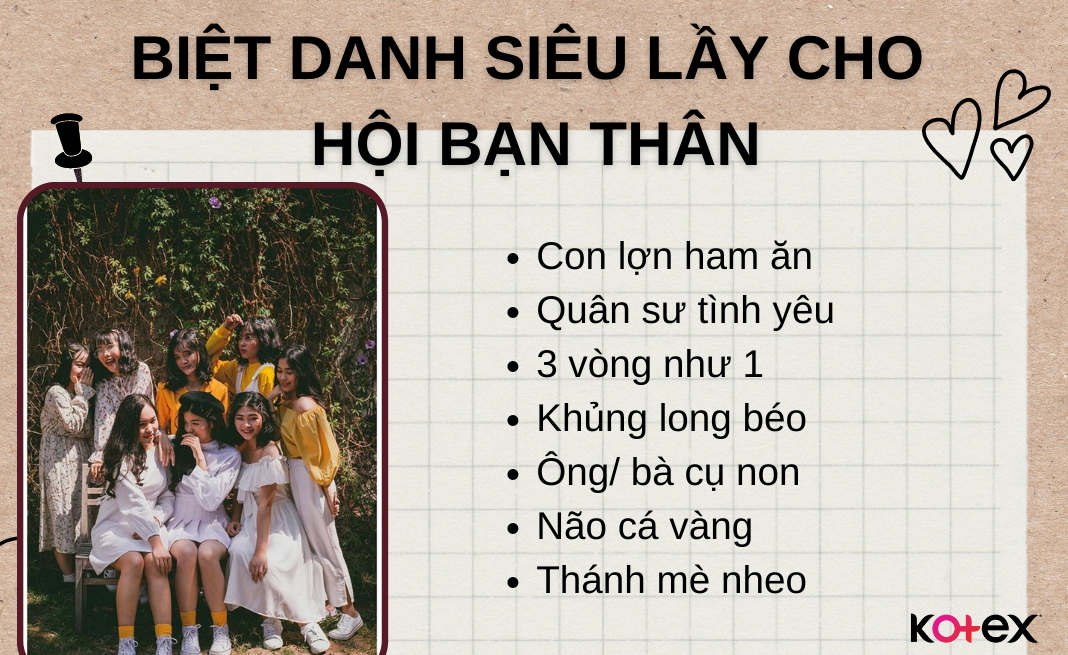 Biệt danh siêu lầy cho hội bạn thân