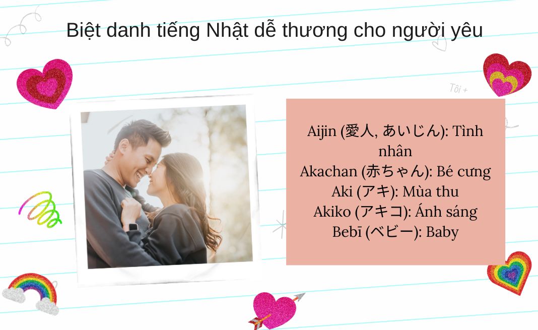 Biệt danh đáng yêu cho người yêu bằng tiếng Nhật