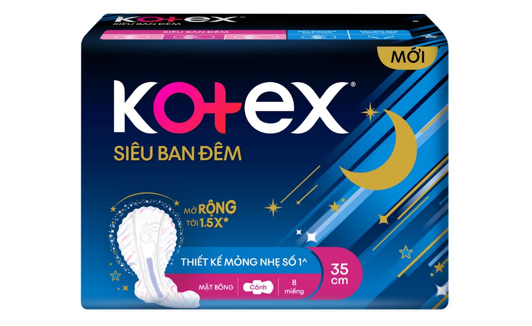 Băng vệ sinh Kotex Siêu Ban Đêm có thiết kế trẻ trung, trendy