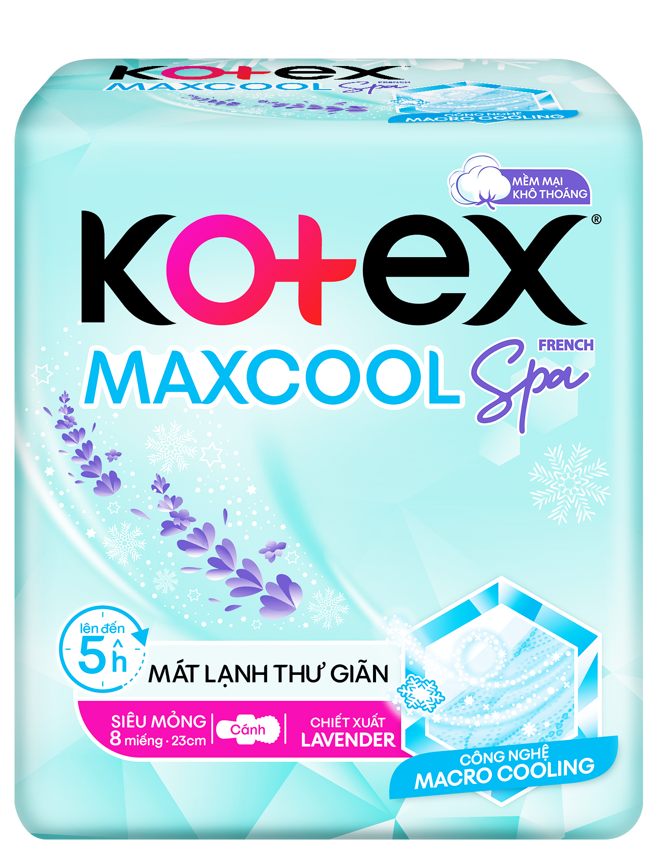 Băng Vệ Sinh Kotex Max Cool French Spa Siêu Mỏng Cánh, 8 Miếng