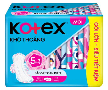 Băng Vệ Sinh Kotex Khô Thoáng  Mặt Lưới Lụa Hóa, Siêu Mỏng Cánh, 8 Miếng