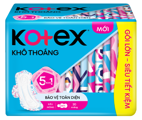 Băng Vệ Sinh Kotex Khô Thoáng Mặt Lưới Lụa Hóa, Siêu Mỏng Cánh, 8 Miếng